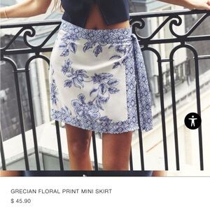 Zara Blue Grecian Wrap Mini Skirt Resort Wear Medium